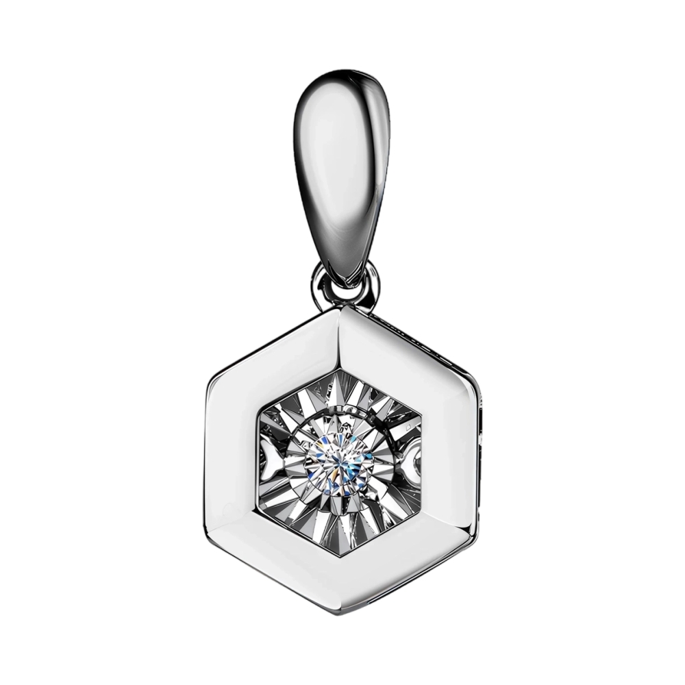 Ювелирное изделие - Подвеска из белого золота с бриллиантом в магазине Best-Gold 156275