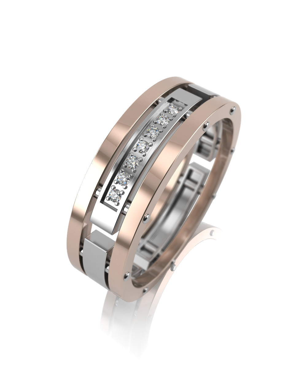 Обручальное кольцо из комбинированного золота с фианитами Ювелирное изделие - Обручальное кольцо из комбинированного золота с фианитами в магазине Best-Gold 062076