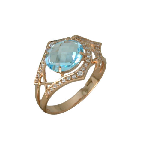 Кольцо из серебра с топазом и фианитами Ювелирное изделие - Кольцо из серебра с топазом и фианитами в магазине Best-Gold 020499