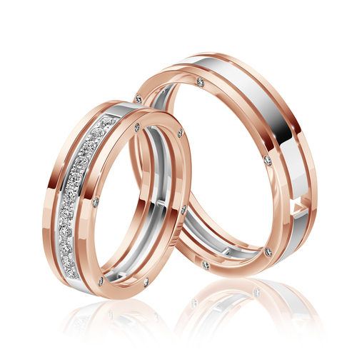 Обручальное кольцо из комбинированного золота с бриллиантами Ювелирное изделие - Обручальное кольцо из комбинированного золота с бриллиантами в магазине Best-Gold 103637