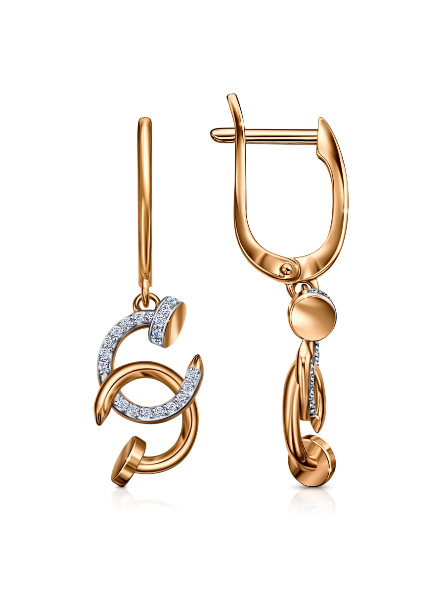 Ювелирное изделие - Серьги из красного золота с фианитами в магазине Best-Gold 150632