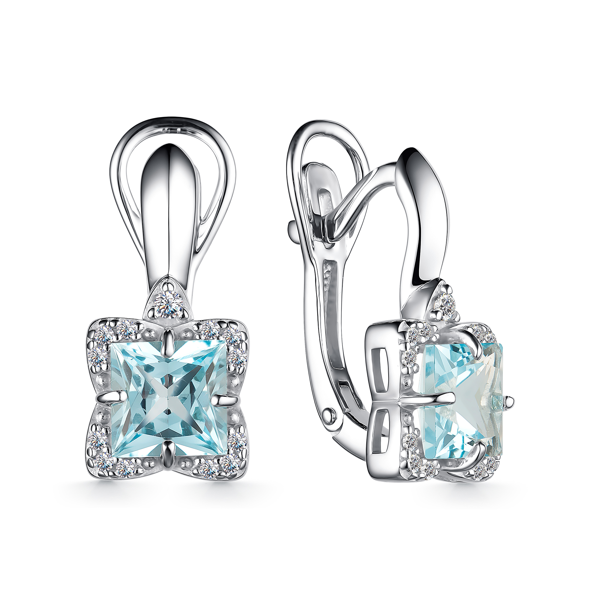 Серьги из серебра с топазом и фианитами Ювелирное изделие - Серьги из серебра с топазом и фианитами в магазине Best-Gold 134739