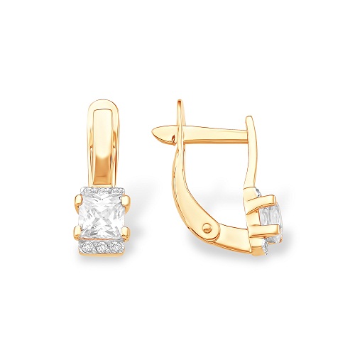 Ювелирное изделие - Серьги из красного золота с фианитами в магазине Best-Gold 048218