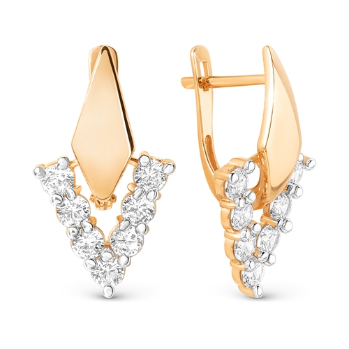 Серьги из красного золота с фианитами Ювелирное изделие - Серьги из красного золота с фианитами в магазине Best-Gold 129028