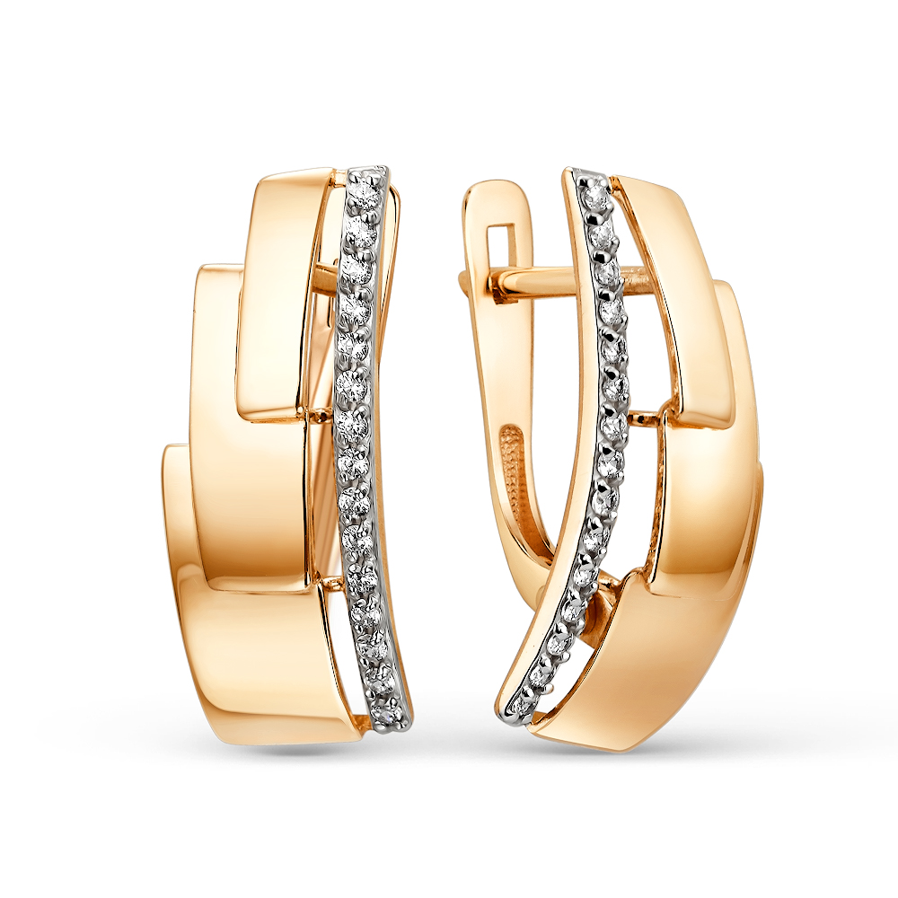 Серьги из красного золота с фианитами Ювелирное изделие - Серьги из красного золота с фианитами в магазине Best-Gold 151575