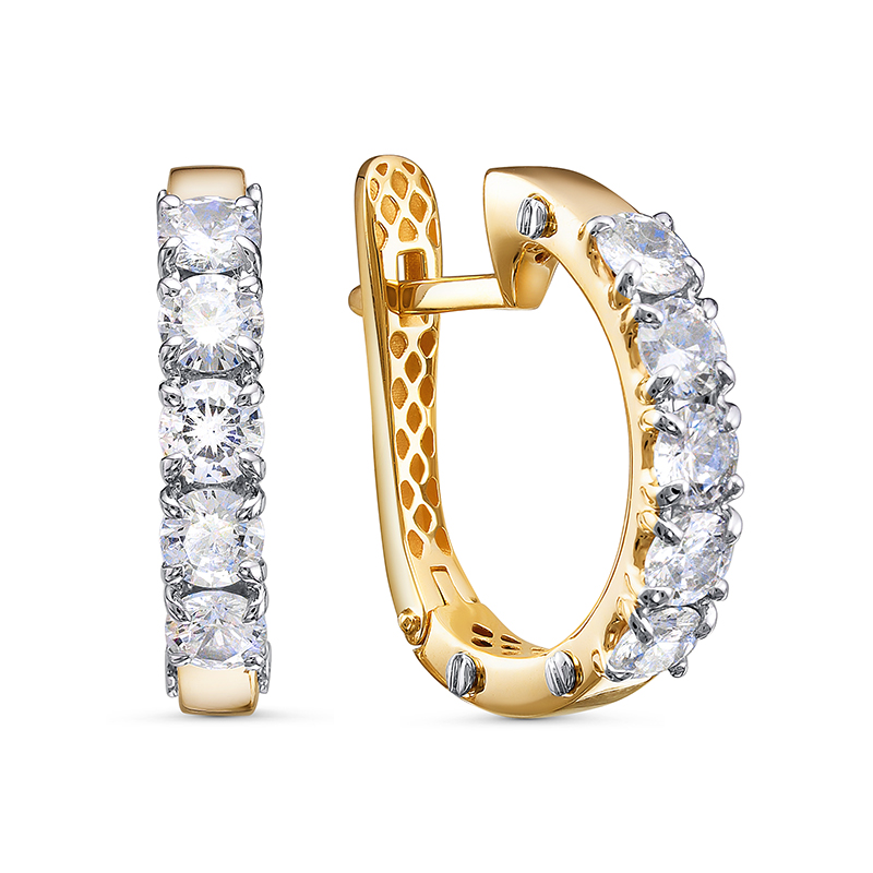 Серьги из жёлтого золота с фианитами Ювелирное изделие - Серьги из жёлтого золота с фианитами в магазине Best-Gold 102017