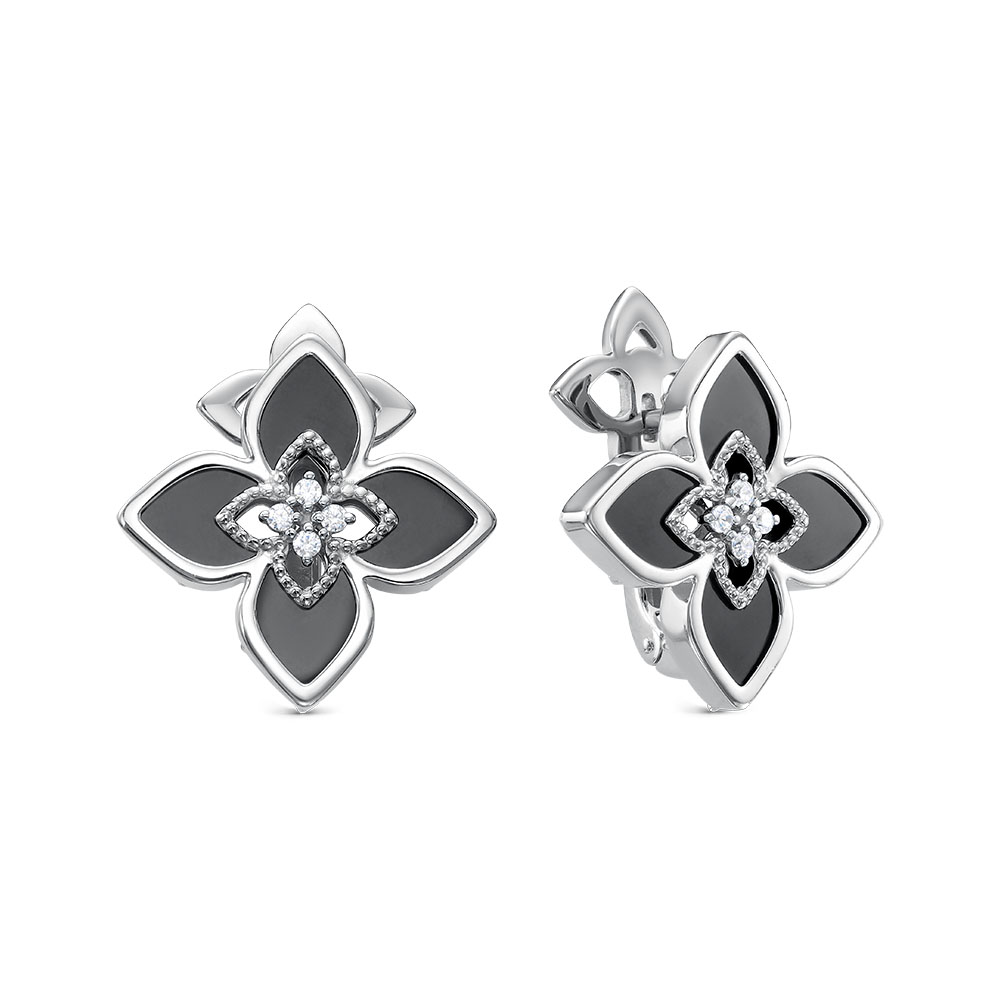 Ювелирное изделие - Серьги из серебра с ониксом в магазине Best-Gold 157982