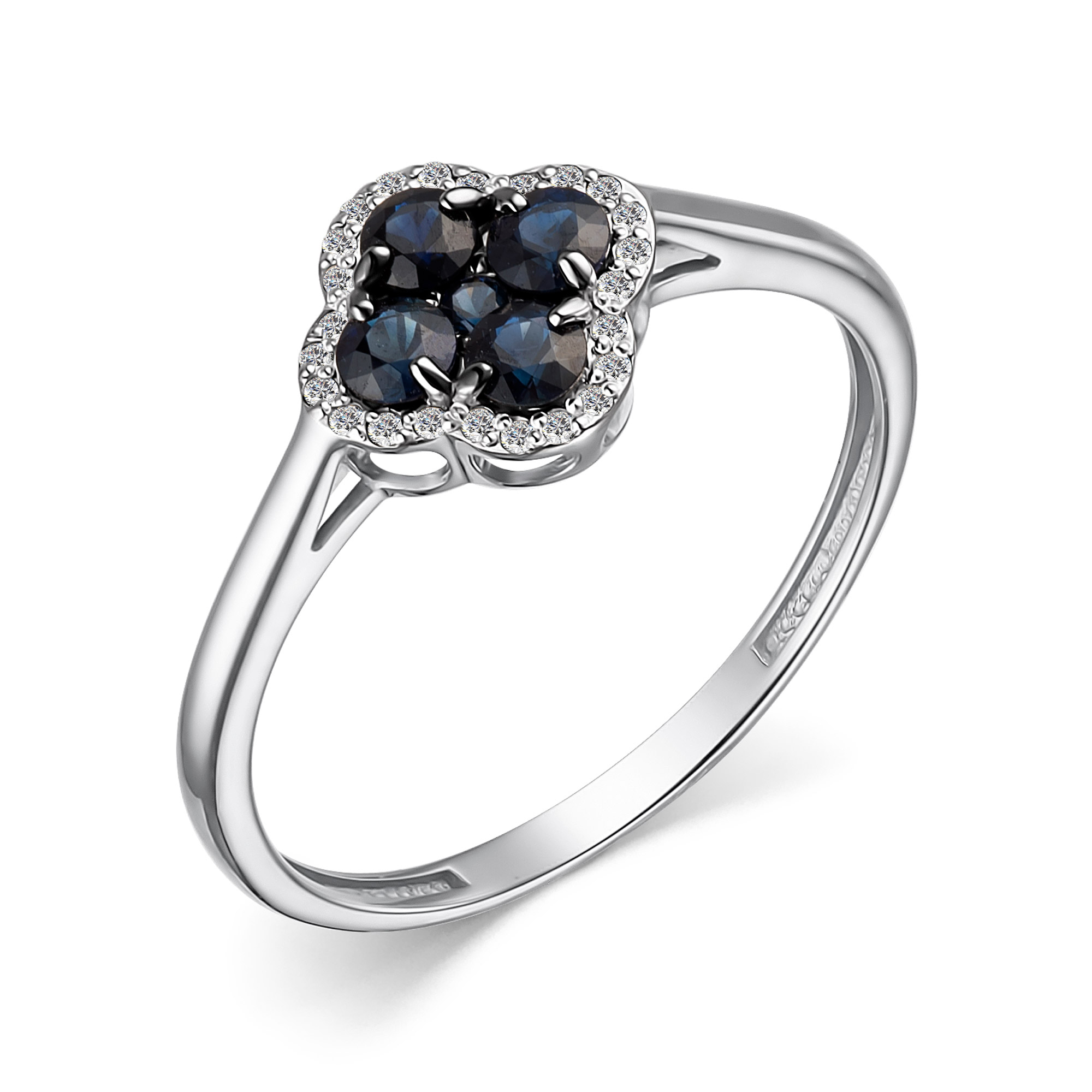 Кольцо из белого золота с сапфиром и бриллиантами Ювелирное изделие - Кольцо из белого золота с сапфиром и бриллиантами в магазине Best-Gold 084913
