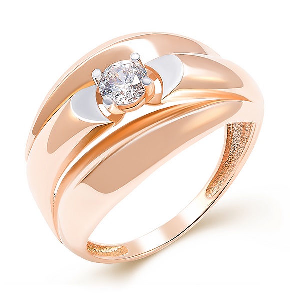 Кольцо из красного золота с фианитом