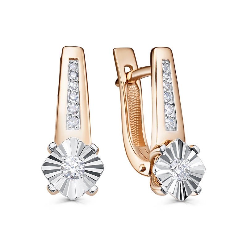 Ювелирное изделие - Серьги из красного золота с бриллиантами в магазине Best-Gold 154953