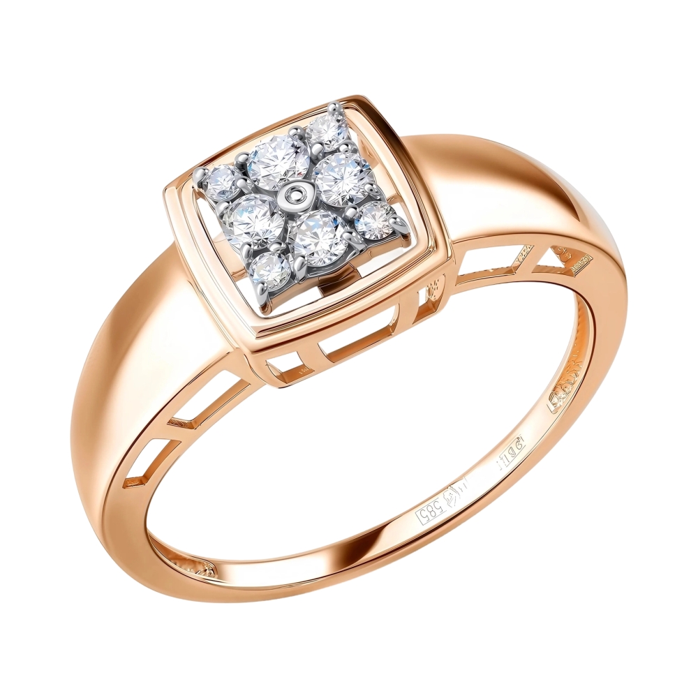 Кольцо в красном золоте с бриллиантом Ювелирное изделие - Кольцо в красном золоте с бриллиантом в магазине Best-Gold 132295