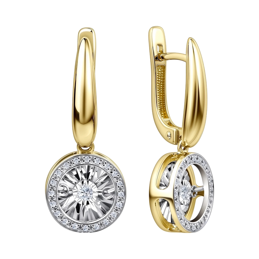 Серьги из желтого золота с бриллиантами Ювелирное изделие - Серьги из желтого золота с бриллиантами в магазине Best-Gold 156118