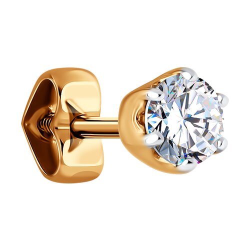 Серьга из красного золота с фианитом Ювелирное изделие - Серьга из красного золота с фианитом в магазине Best-Gold 130078