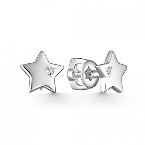 Серьги пусеты в серебре с бриллиантами Ювелирное изделие - Серьги пусеты в серебре с бриллиантами в магазине Best-Gold 134721