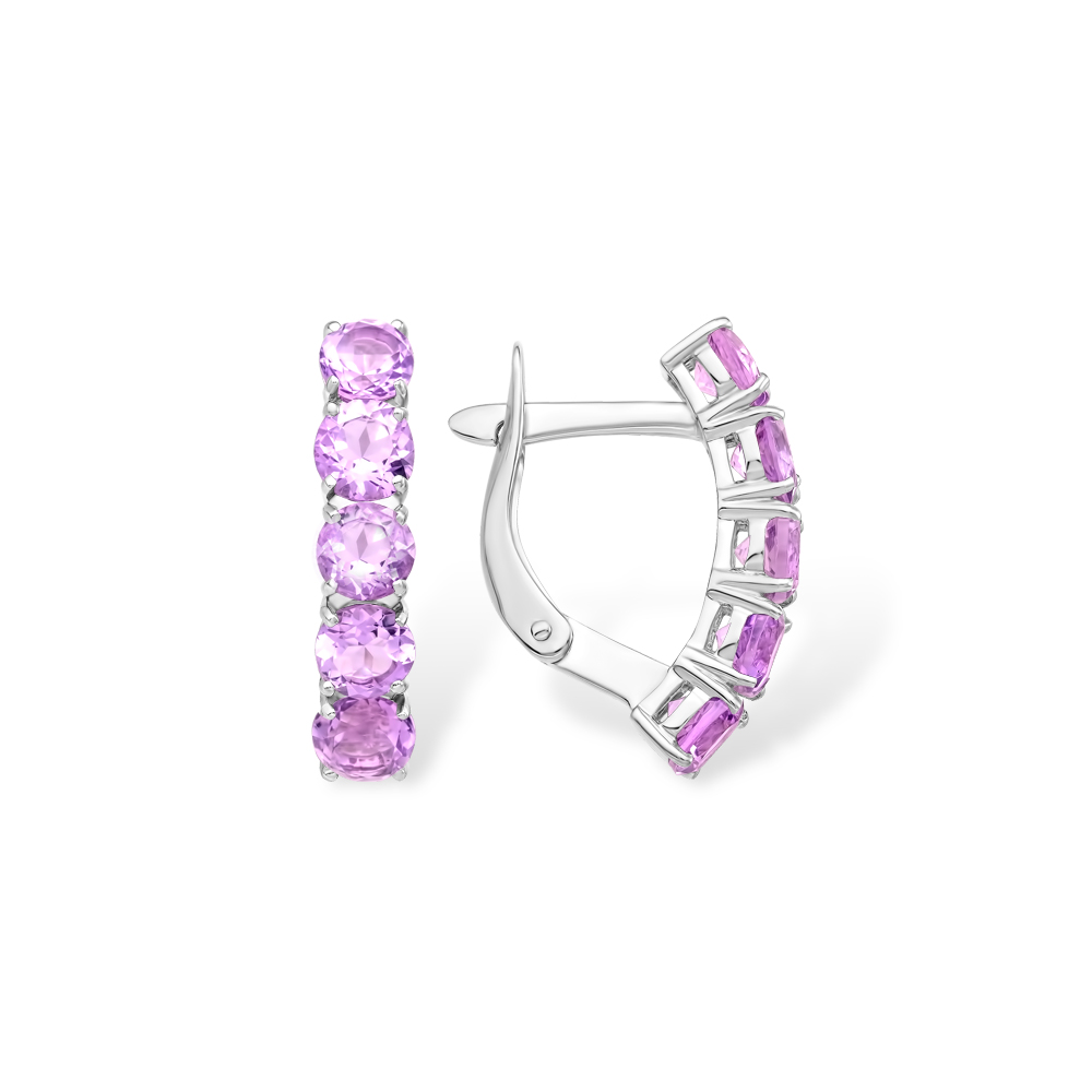 Серьги из серебра с аметистами Ювелирное изделие - Серьги из серебра с аметистами в магазине Best-Gold 127823