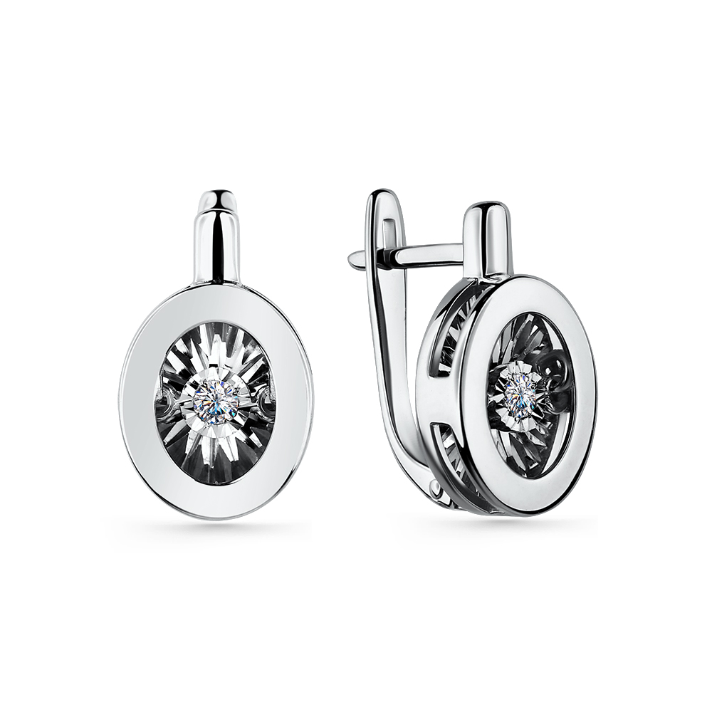 Ювелирное изделие - Серьги из белого золота с бриллиантам в магазине Best-Gold 140812