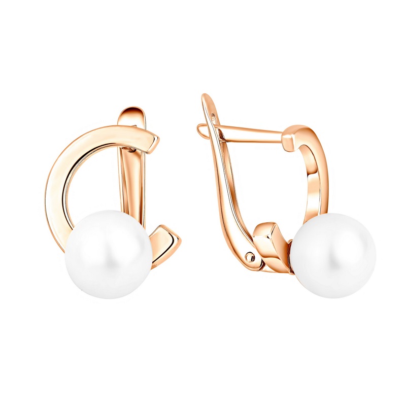 Ювелирное изделие - Серьги из красного золота с жемчугом в магазине Best-Gold 152957