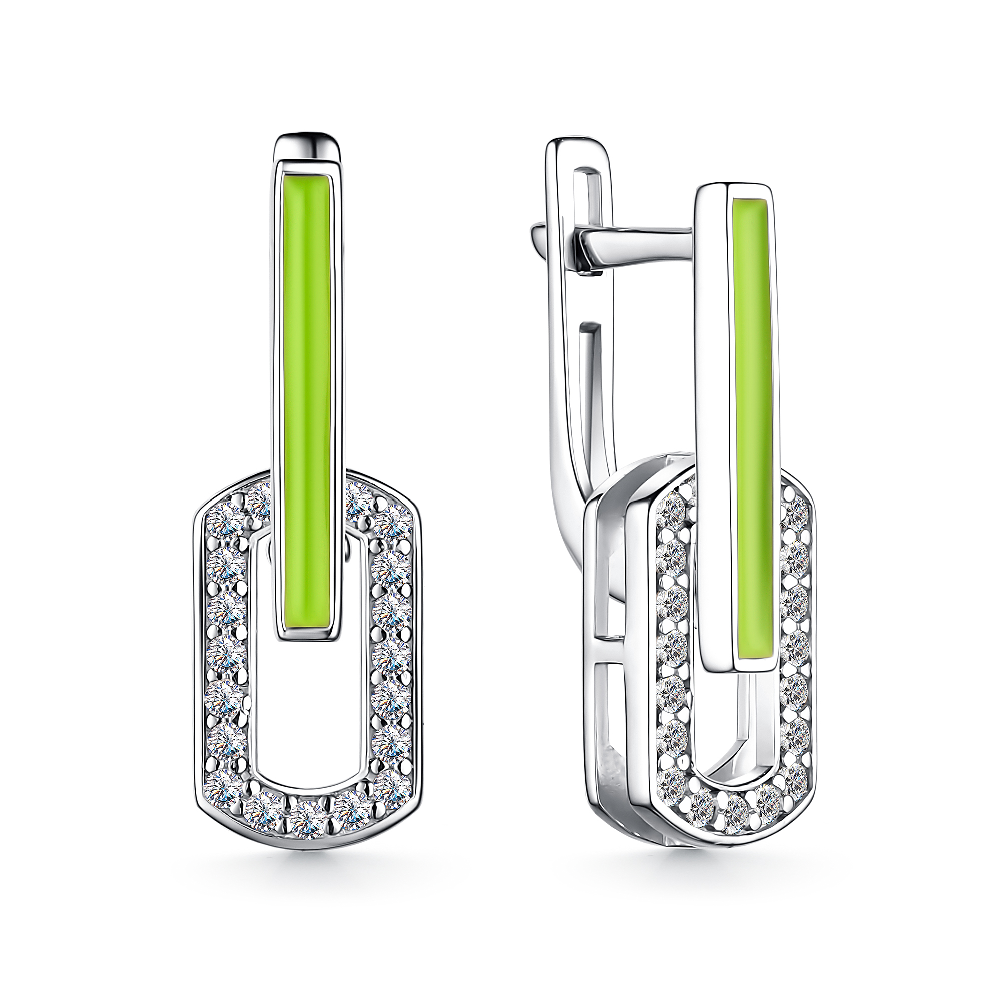 Ювелирное изделие - Серьги из серебра с фианитами и эмалью в магазине Best-Gold 125507