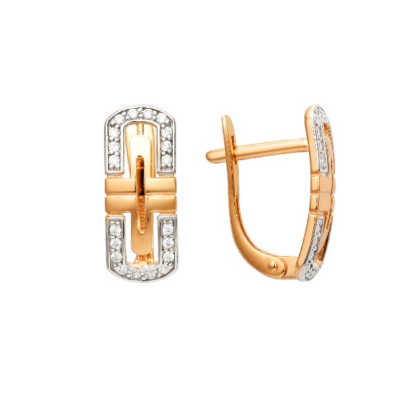 Серьги из красного золота с фианитами Ювелирное изделие - Серьги из красного золота с фианитами в магазине Best-Gold 027880