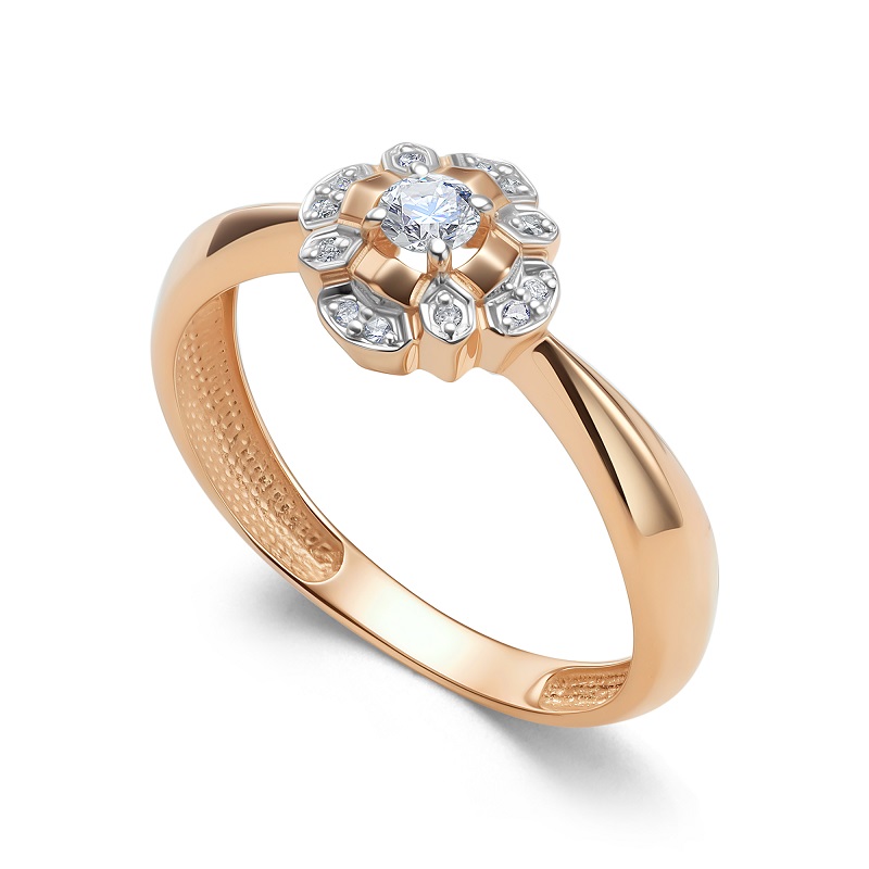 Кольцо из красного золота с брилиантами Ювелирное изделие - Кольцо из красного золота с брилиантами в магазине Best-Gold 154370