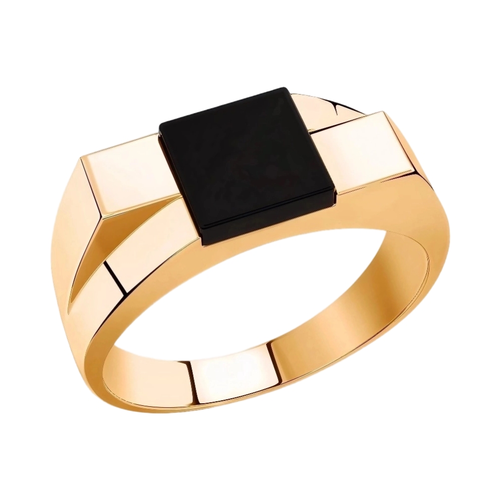 Ювелирное изделие - Мужская печатка из красного золота с ониксом в магазине Best-Gold 155944