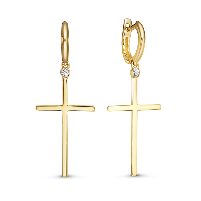 Серьги из жёлтого золота с фианитами Ювелирное изделие - Серьги из жёлтого золота с фианитами в магазине Best-Gold 142555