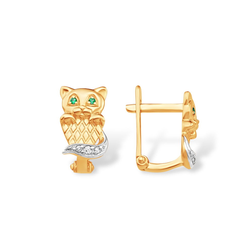 Серьги из красного золота с фианитами Ювелирное изделие - Серьги из красного золота с фианитами в магазине Best-Gold 068594