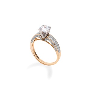 Кольцо из комбинированного золота с фианитами Ювелирное изделие - Кольцо из комбинированного золота с фианитами в магазине Best-Gold 112136