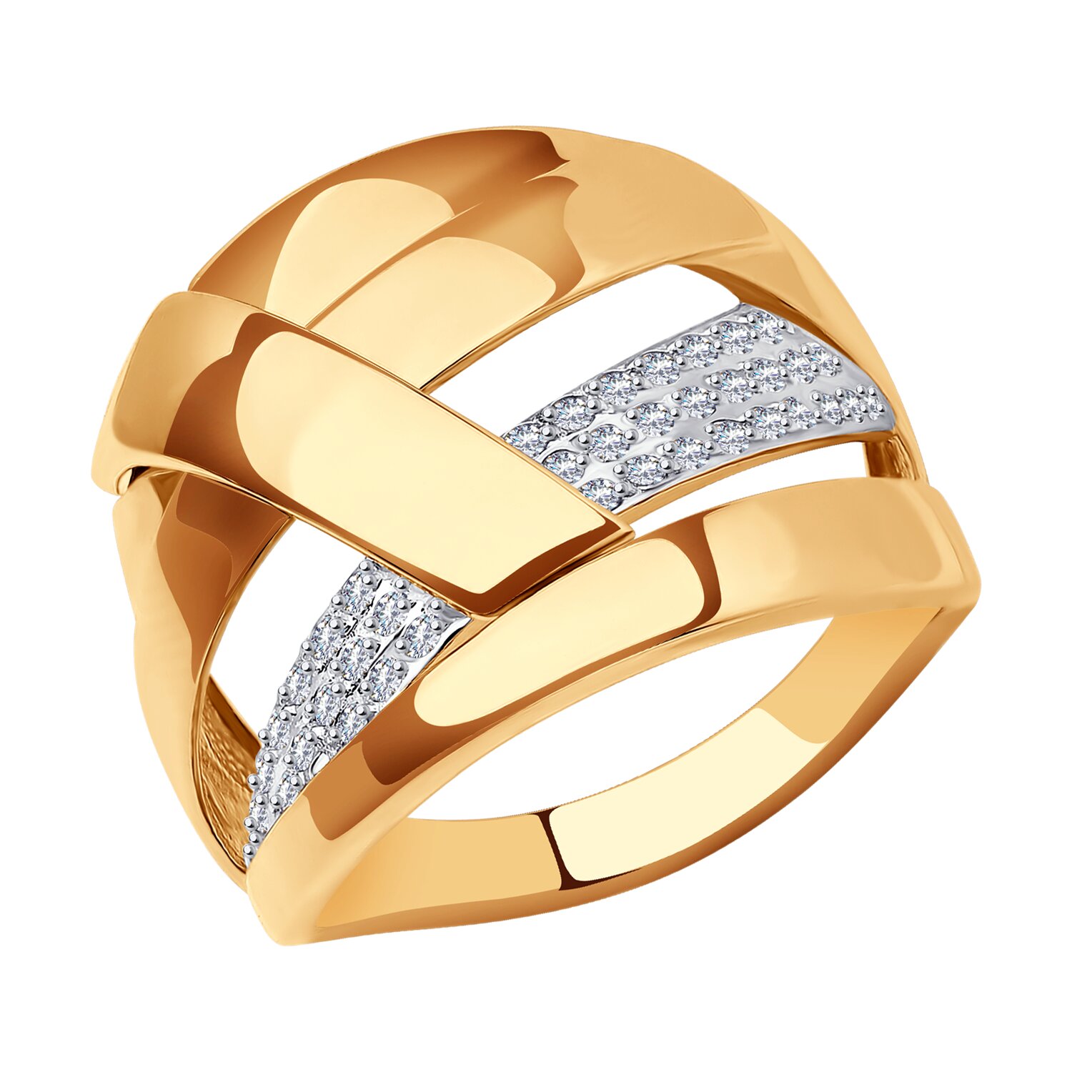 Кольцо из красного золота с фианитами Ювелирное изделие - Кольцо из красного золота с фианитами в магазине Best-Gold 134660