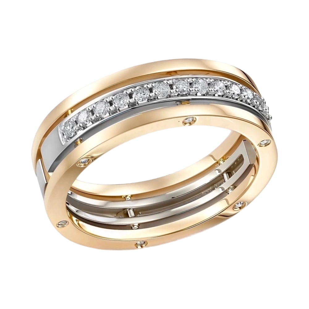 Обручальное кольцо из комбинированного золота с бриллиантами Ювелирное изделие - Обручальное кольцо из комбинированного золота с бриллиантами в магазине Best-Gold 004658