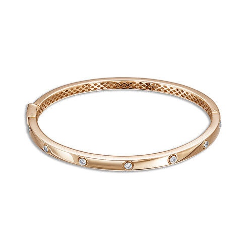 Жесткий браслет из красного золота с фианитами Ювелирное изделие - Жесткий браслет из красного золота с фианитами в магазине Best-Gold 030238