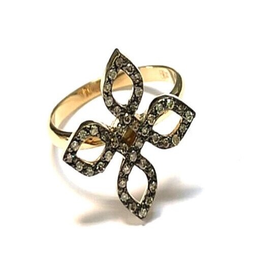 Ювелирное изделие - Кольцо из жёлтого золота с коньячными бриллиантами в магазине Best-Gold 028998