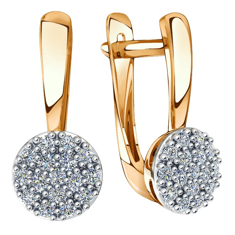 Ювелирное изделие - Серьги из желтого золота с фианитами в магазине Best-Gold 034048