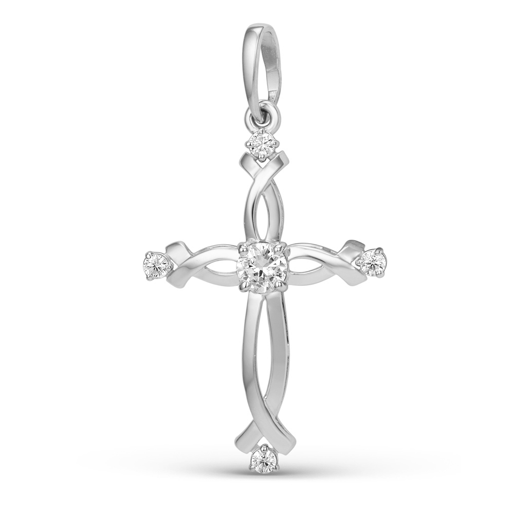 Крест в белом золоте с фианитами Ювелирное изделие - Крест в белом золоте с фианитами в магазине Best-Gold 129067