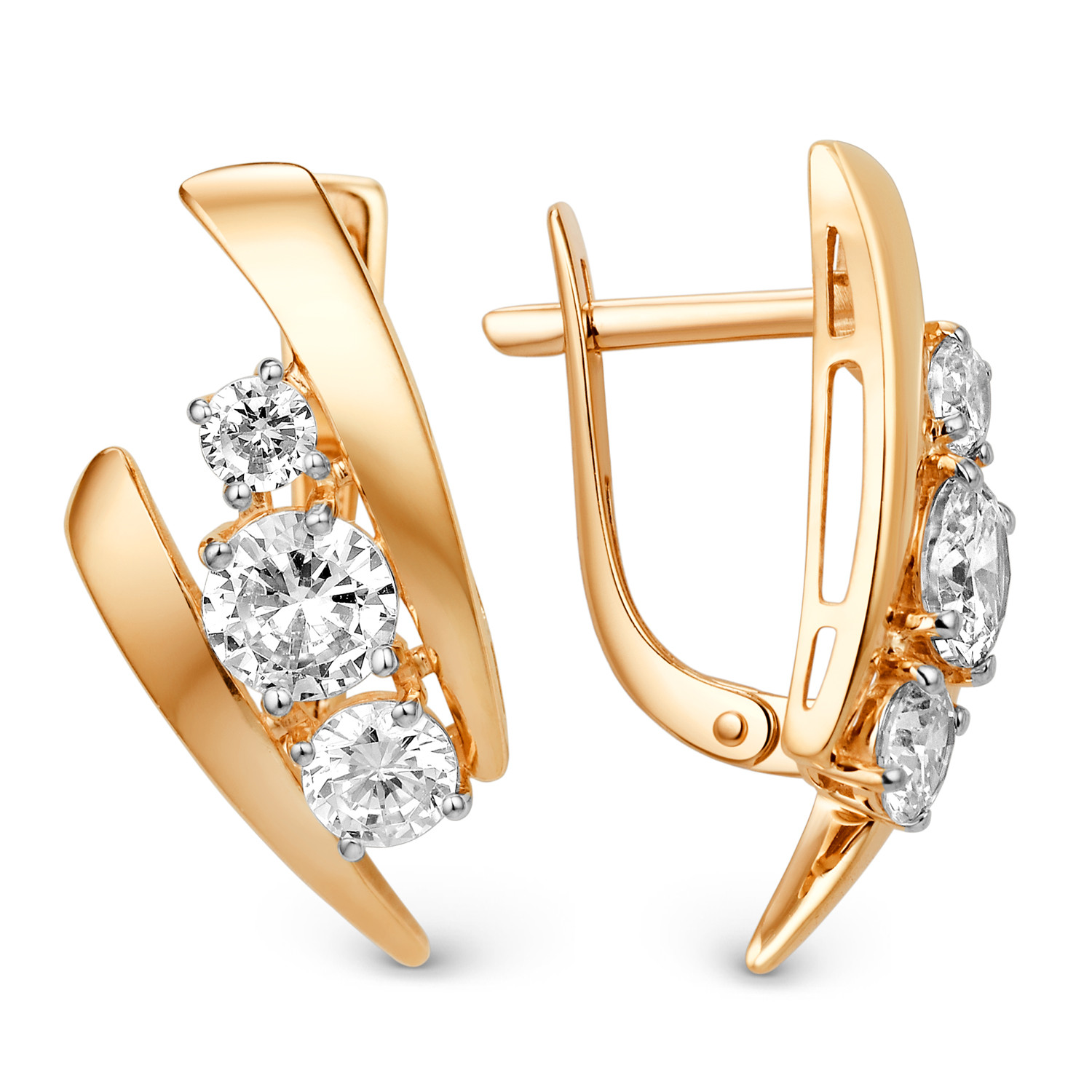 Серьги из красного золота с фианитами Ювелирное изделие - Серьги из красного золота с фианитами в магазине Best-Gold 033765