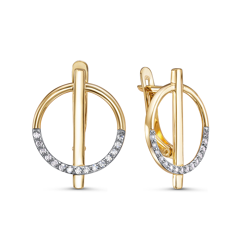 Серьги из жёлтого золота с фианитами Ювелирное изделие - Серьги из жёлтого золота с фианитами в магазине Best-Gold 128162