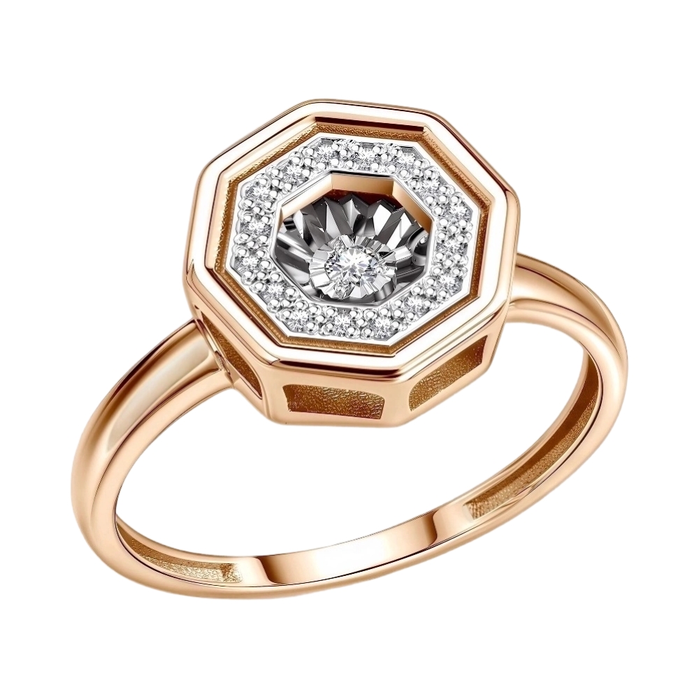 Ювелирное изделие - Кольцо из красного золота с бриллиантами в магазине Best-Gold 148768