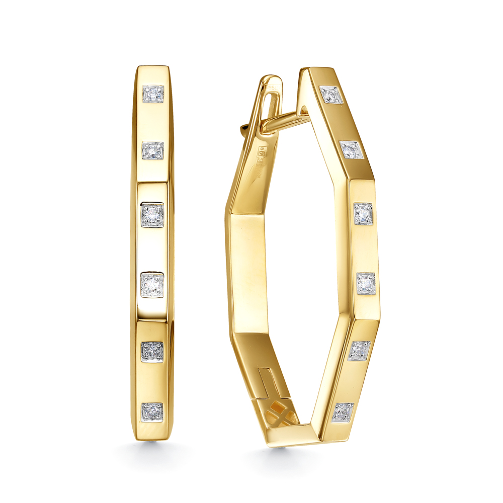 Серьги из желтого золота с бриллиантами