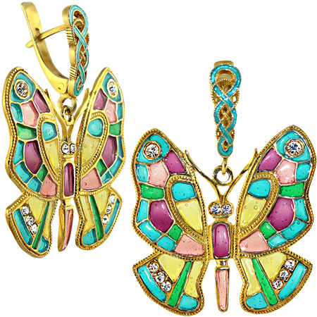 Ювелирное изделие - Серьги из серебра с стразами в магазине Best-Gold 152236