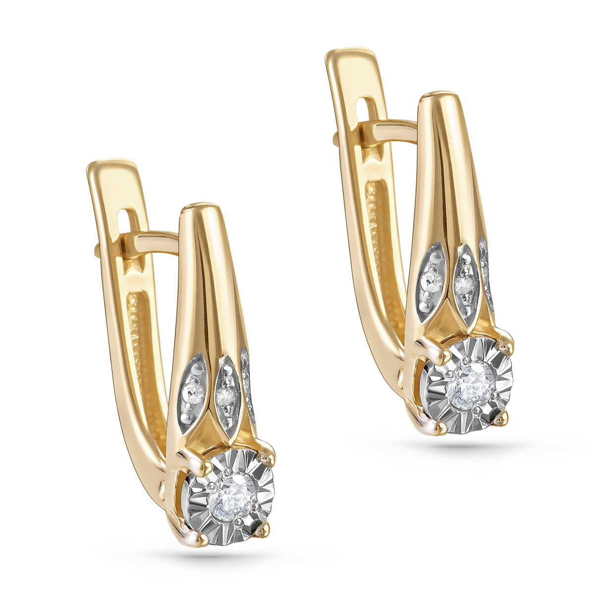 Серьги из желтого золота с бриллиантами Ювелирное изделие - Серьги из желтого золота с бриллиантами в магазине Best-Gold 154964