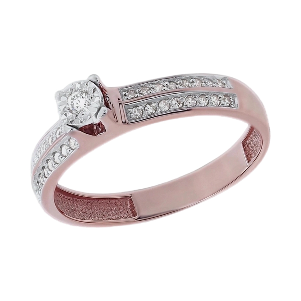 Кольцо из красного золота с бриллиантами