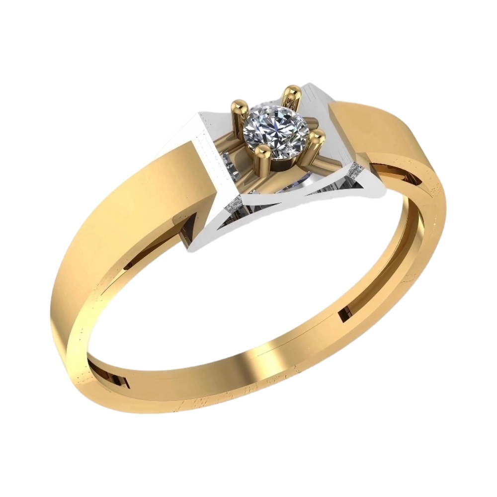 Ювелирное изделие - Кольцо помолвочное из комбинированного золота с фианитом в магазине Best-Gold 031463