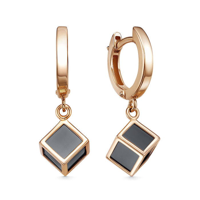 Ювелирное изделие - Серьги из красного золота с ониксом в магазине Best-Gold 147667