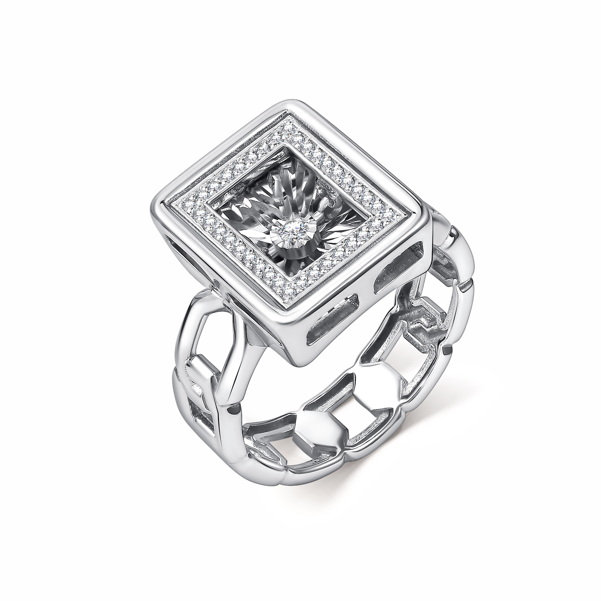 Кольцо из белого золота с бриллиантами Ювелирное изделие - Кольцо из белого золота с бриллиантами в магазине Best-Gold 144252