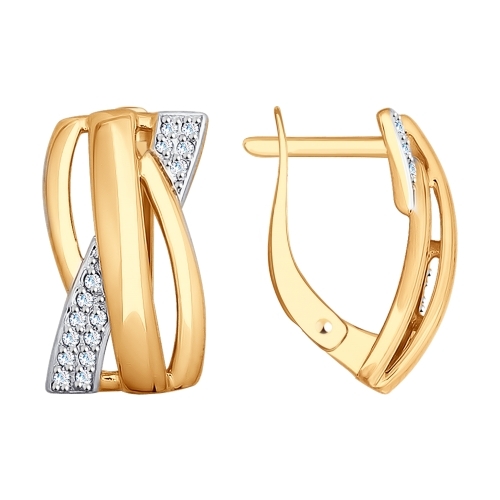 Ювелирное изделие - Серьги из красного золота с фианитами в магазине Best-Gold 098527