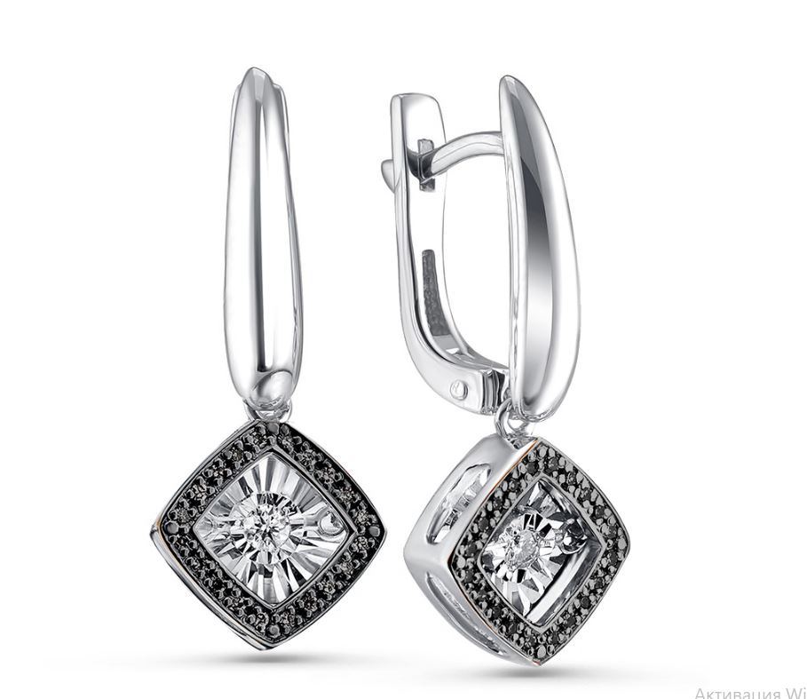 Серьги в белом золоте с бриллиантами Ювелирное изделие - Серьги в белом золоте с бриллиантами в магазине Best-Gold 126338