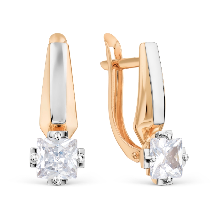 Ювелирное изделие - Серьги из красного золота с фианитами в магазине Best-Gold 088401