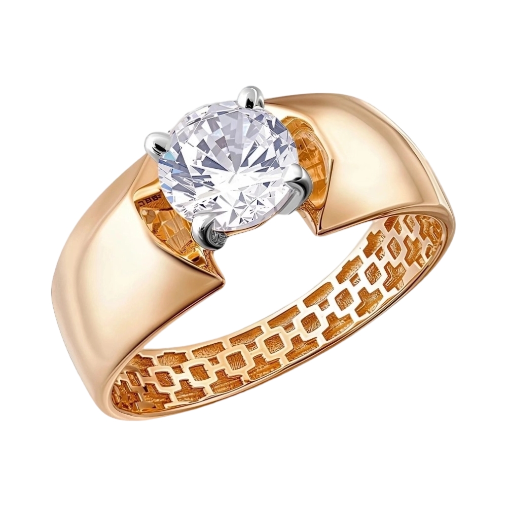 Ювелирное изделие - Кольцо из красного золота с фианитами в магазине Best-Gold 122653