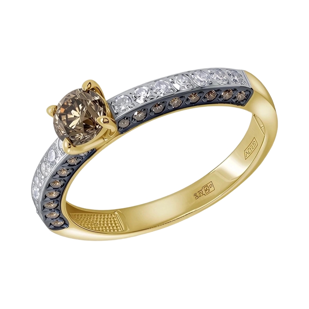 Кольцо из жёлтого золота с бриллиантами Ювелирное изделие - Кольцо из жёлтого золота с бриллиантами в магазине Best-Gold 127454