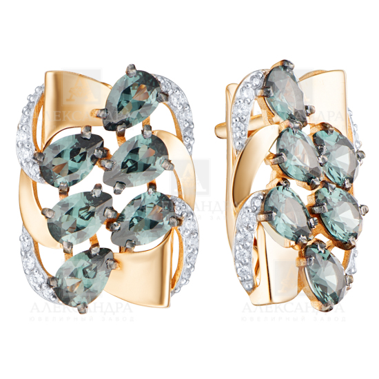 Серьги из красного золота с лондон топазом и фианитами Ювелирное изделие - Серьги из красного золота с лондон топазом и фианитами в магазине Best-Gold 126070